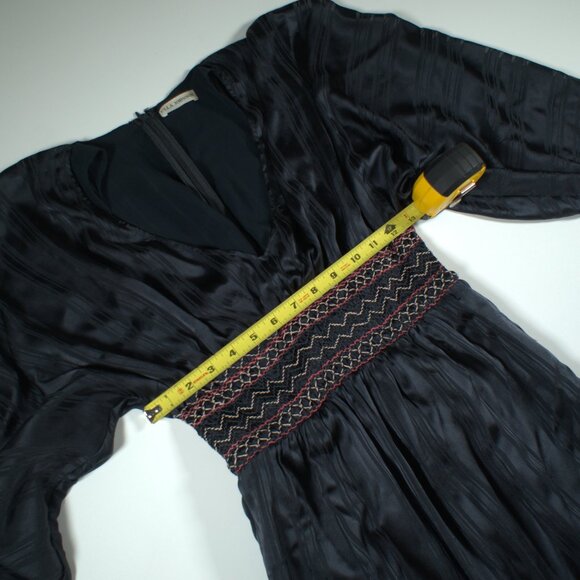 Ulla Johnson Odette Smocked Silk Midnight Dress - Picture 10 of 11